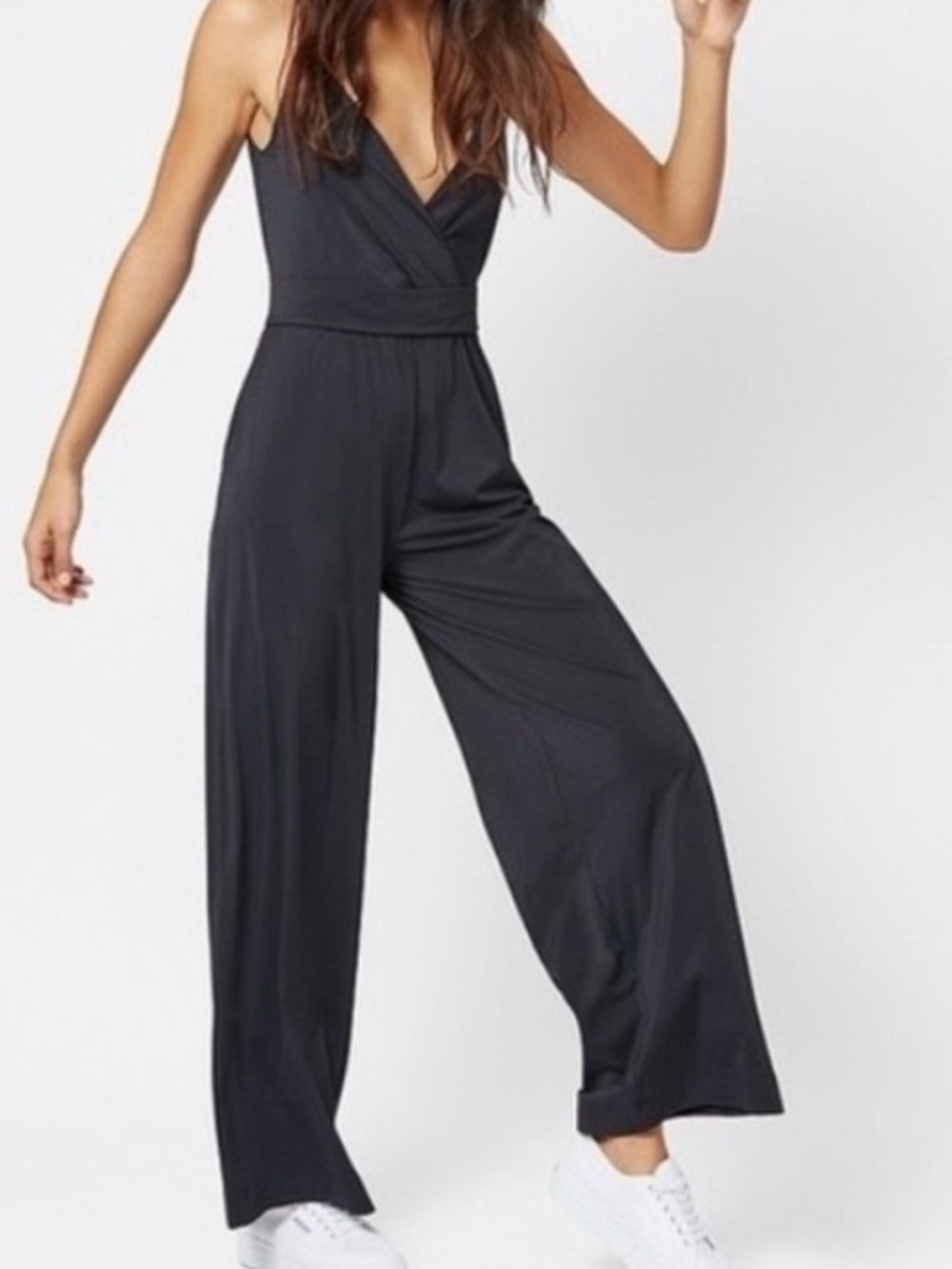 Sweaty Betty Black Obi Wide-Leg Wrap Jumpsuit